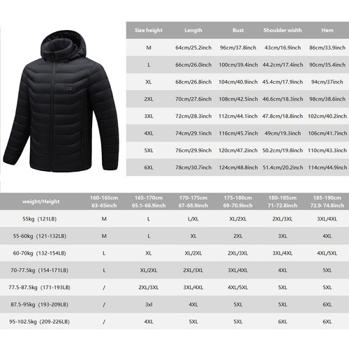 11/15 Areas Heating Jacket Electric Heated Coat USB Charging Thermal Hooded Coat - Zdjęcie 18 z 22