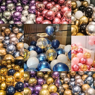 40 Chrom Luftballons Metallic Latex Perle 12'' Helium/Luft Hochzeit Geburtstag Party