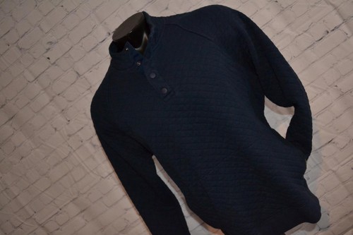 41984-a Eddie Bauer Sweater Quilted Pullover Henley Blue Size XL Adult Mens - Picture 3 of 7