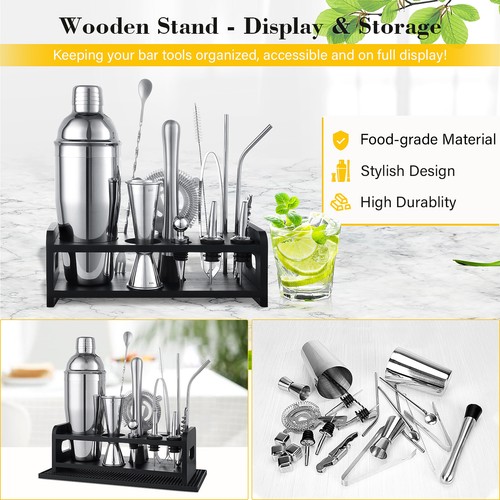 16pcs Pro Stand Bartender Kit Cocktail Shaker Set Drink Maker Mixer Bar Tool Set - Picture 2 of 7