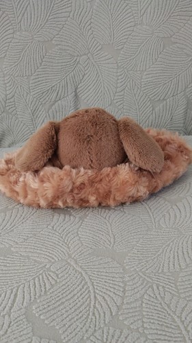 Brown Puppy Dog Lovey Swirled Fur w/Bone Security Blanket 15"x15" Kids Preferred - Picture 5 of 8