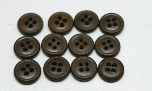 WWII US plastic buttons 5/8 inch 16mm 24L dark brown lot of 12 B9253 - Picture 6 of 9