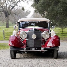 Cars mercedes benz 500k cabriolet c 1935 red Desk Mat Stitched