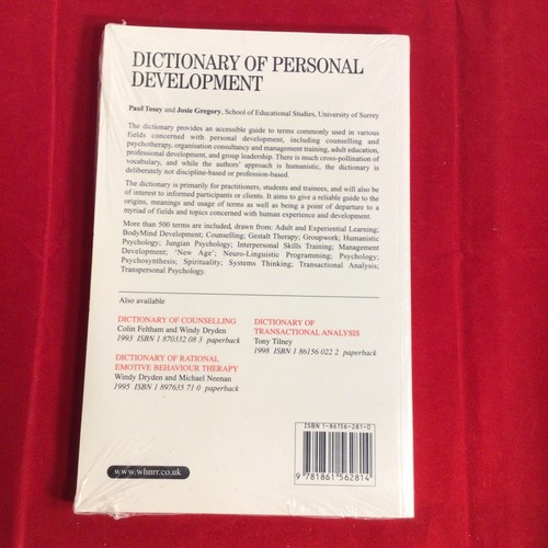 Dictionary of Personal Development by Josie Gregory and Paul Tosey BRAND NEW - Imagen 4 de 4