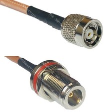 RG400 RP-TNC MALE to N FEMALE BULKHEAD RF Cable FAST-SHIP LOT