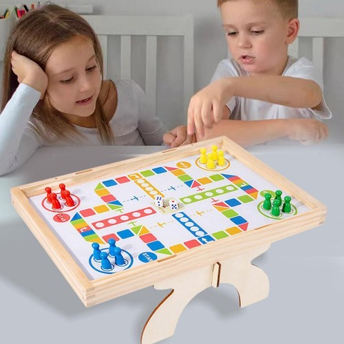 Wooden 2-in-1 Flying Chess Table Football Game For Two Players S4I1 - Picture 13 of 15