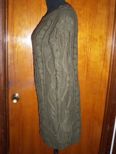 Victoria's Secret Moda International Olive Slouchy Sweater Dress Cable Knit XS - Picture 4 of 6