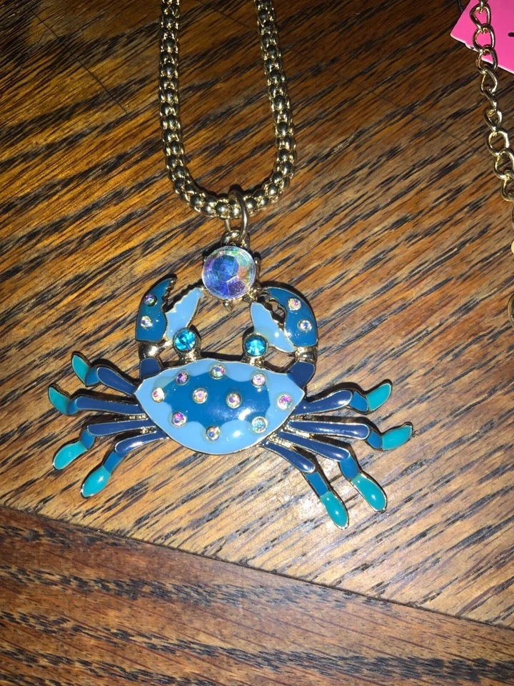Betsey Johnson Large Blue Crab Necklace - Image 2 of 3