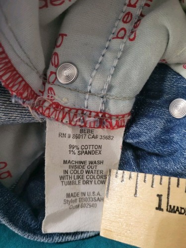 Jeans Bebe Vintage Talla 2 Acampanados (25"X 31.5") Envejecidos EE. UU. - Imagen 4 de 8