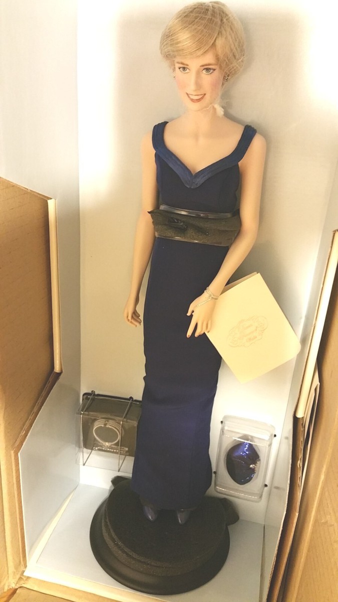 The Franklin Mint Diana Princess of Wales Porcelain Portrait Doll Blue Dress  | eBay