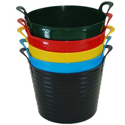 3 x 42 Liter große farbige Flexi Wanne Garten Haus flexibler Gummi Aufbewahrungseimer