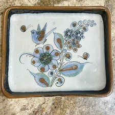 Vintage Tonala Tray Ken Edwards El Palomar Bird and Leaves Mexican Folk Art