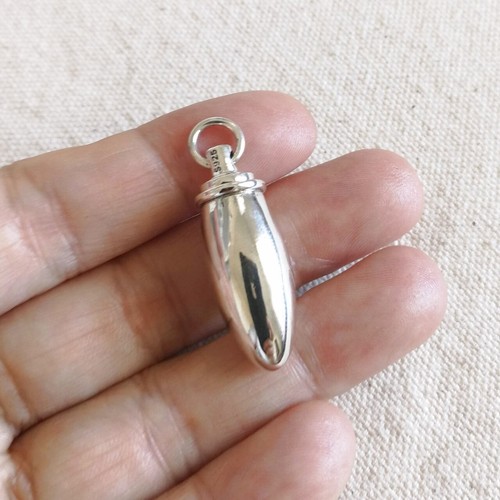 925 Sterling Silver Small Bullet Locket Prayer Box Pendant Screw Top Polished - Picture 3 of 6