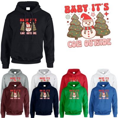 Weihnachten Schneemann Baby Es ist kalt draußen Herren Hoodie Urlaub Winter Pullover