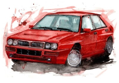 Gemälde eines Lancia Delta Limited Edition Druck Lancia Geschenk