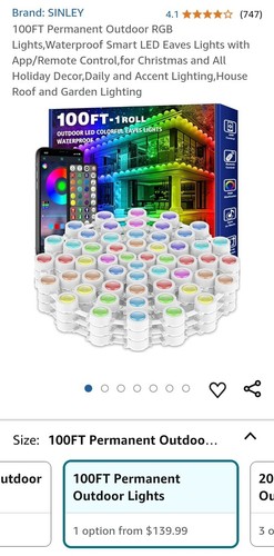 100FT Permanent Outdoor RGB Lights,Waterproof Smart LED Eaves Lights with... - Picture 2 of 10
