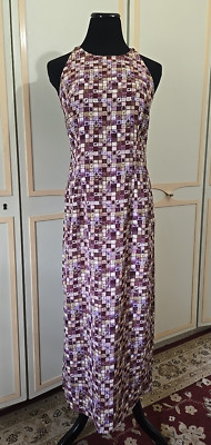 VNTG y2k  Column Dress in Funky Print~ Sleeveless, Slinky, Sheath, Sundress ~ SM