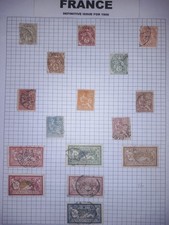 France 1900 Definitive Stamp Page Merson 5 Franc & 1 Franc Values Used