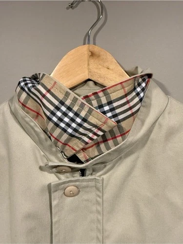 Burberry London Light Beige Men's Lightweight fullzip Jacket with Check Collar image 4