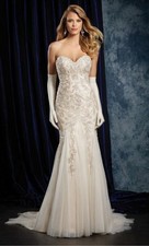 Alfred Angelo Sapphire Collection Style 957 Mermaid Beaded Wedding Dress Sz 12