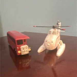 Thomas & Friends Diecast Harold Helicopter & Red Bus Toy Figures Red White