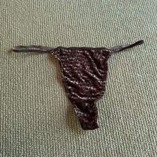 Skims Chestnut Velvet Logo Thong, Size 2X New