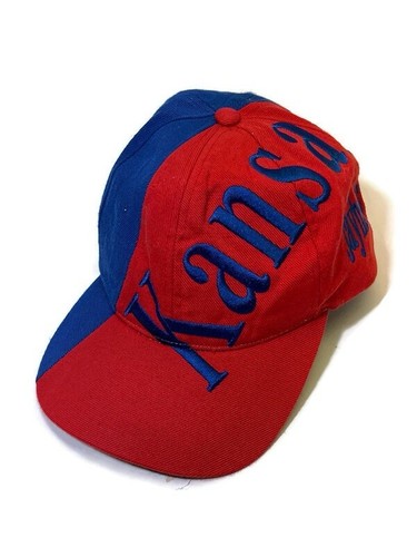 Casquette snapback vintage années 90 Kansas University KU Jayhawks étiquette Z rouge bleu - Photo 2/17