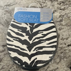 Ginsey Zebra Print Fashion Soft Seat Toilet Cover Lid Standard Size Black/White