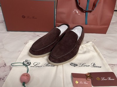Loro Piana Suede Summer Walk Loafers Men Size EU 43 US 10 Brown