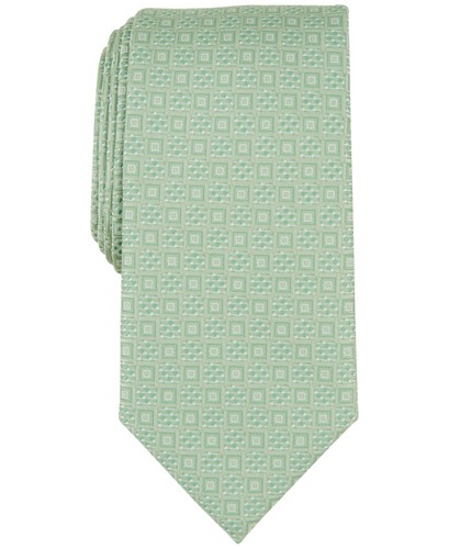 Perry Ellis Mens Tie Necktie One Size Green Randall Neat Square - 第 1/1 張圖片