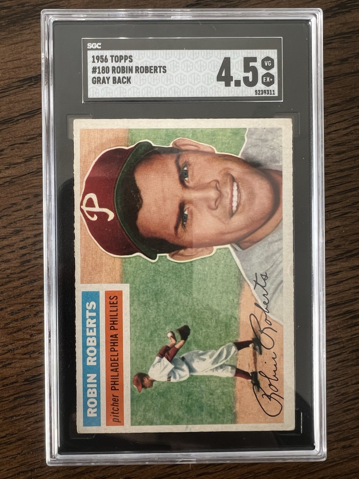 1956 Topps - Robin Roberts #180 Gray Back SGC 4.5