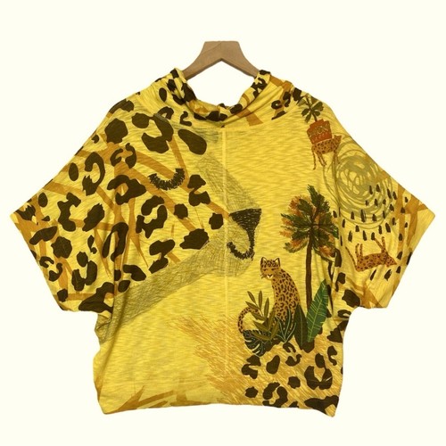 Inoah Animal Print Top Size XL Art to Wear Cheetah Boxy Fit Colorful Pop Art - Picture 3 of 6