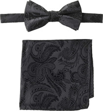 mens Classic Pretied Bow Tie With Pocket Square