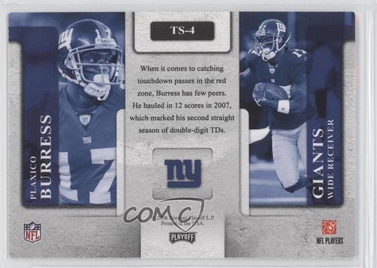 2008 Prestige TD Sensations Plaxico Burress #TS-4 - Image 2 of 2