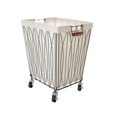 Verona Rolling Laundry Hamper Cart with Removable Canvas Bag, White and Black...