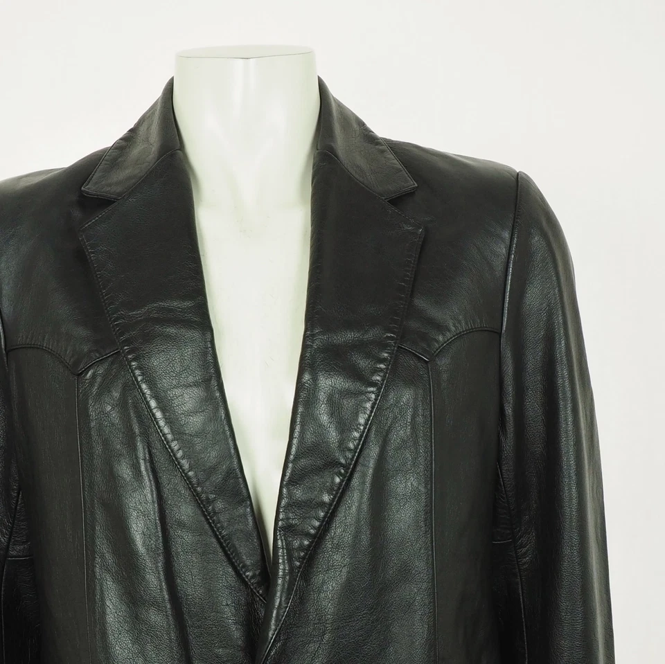 Chaqueta Blazer de Cuero Scully para Hombres 42L Negra Larga Occidental De Colección Abrigo Deportivo de 2 Botones Foto 2 de 4