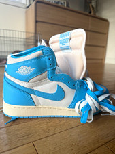 Imagen de Nike Air Jordan 1 High Top Sneaker Blue/White Leather Lace Up Rubber Sole