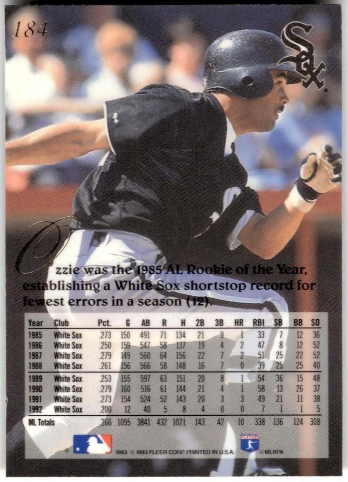 1993 Flair #184 Ozzie Guillen - Image 2 of 2