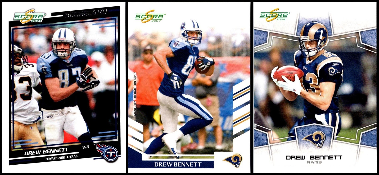 Score Drew Bennett (3) Card Lot - GOING, GOING… ALMOST GONE! DON’T WAIT!