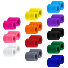 12 Pairs Kids Wristbands Sweatbands Colorful Sports Wrist Sweat Bands Athleti...