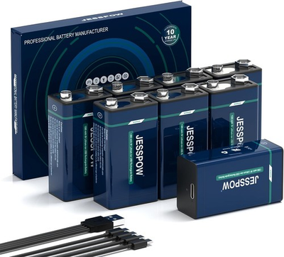 #ad 8 Pack Rechargeable 9 Volt Batteries USB Rechargeable High 8 Battery $53.39