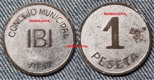 Spanish Civil War 1 peseta year 1937 IBI Municipal Council. Weight 5.79 gr.