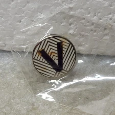 Vintage V Logo Pin Clutch back Button with E.G. Union Bug Round