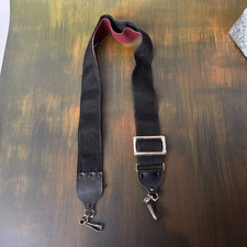Vintage Black 70s Retro 2" Adjustable Camera Strap Hippie Photo Leather ends