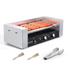 Hot Dog Roller, 12 Hot Dogs 5 Rollers Grill Cooker Machine, Dual Temp Control