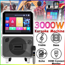 8" Karaoke Machine Bluetooth Speaker Lyrics Display Screen Wireless Mic DJ USB
