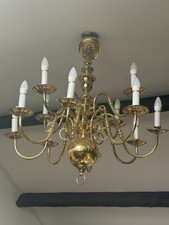 USED - Chandelier Ceiling Light Brass Flemish 12 Antique - Large 800mm Diameter