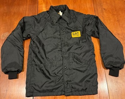 Vintage CAT Diesel Power Jacket Mens Small Black Fleece Lined Swingster 80s