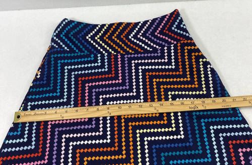 Falda Sevier Mujer Cintura 30" Azul Marino Bordada Colorida Longitud 19" Artística - Imagen 7 de 12