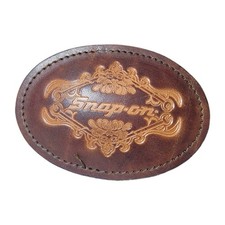 Vintage Snap-on Tools Belt Buckle Leather SPP-624 Tooled Floral Wrench Brass